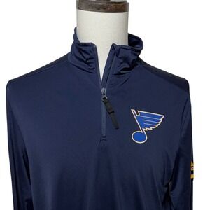 St. Louis Blues 1/4 Zip Pullover Mens Medium Blue Climalite Adidas NHL